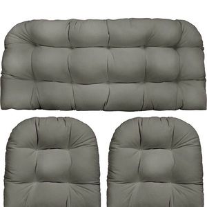 RSH Decor Indoor Outdoor 3 Piece Tufted Wicker Settee Cushions